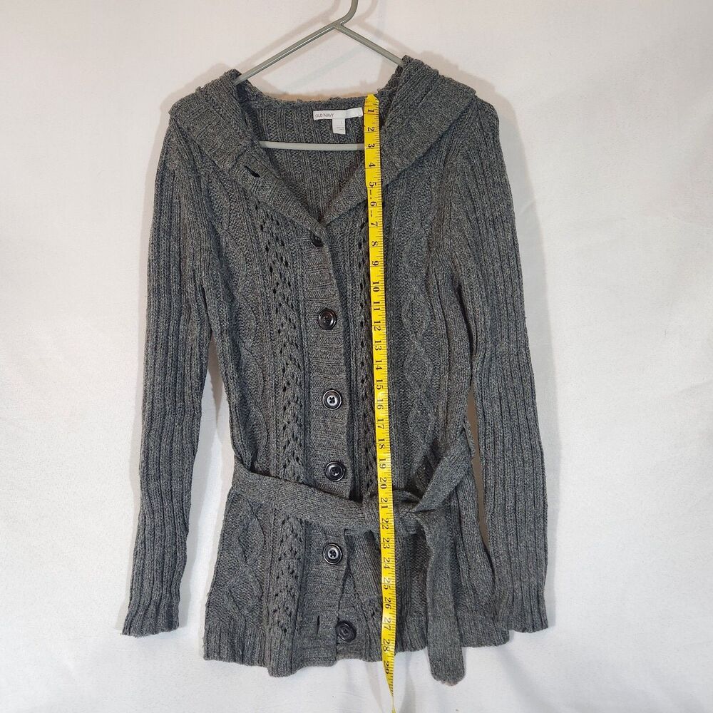 Old Navy Cable Knit Buttoned Cardigan W/ Belt Large Lamb's Wool Blend Casual Y2K - Picture 4 of 7
